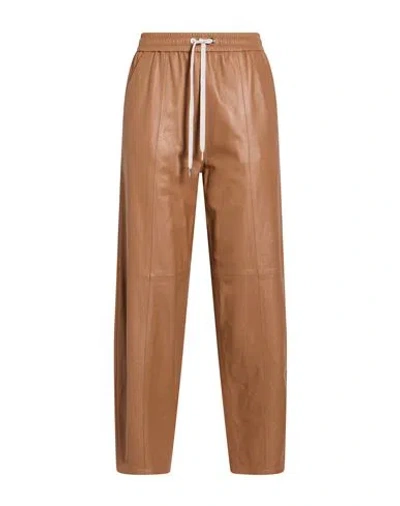 Eleventy Woman Pants Camel Size 2 Lambskin
