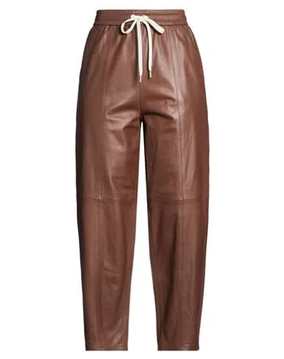 Eleventy Woman Pants Chocolate Brown Size 2 Lambskin