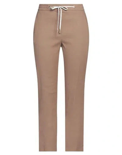 Eleventy Woman Pants Light Brown Size 4 Linen, Cotton, Elastane In Beige