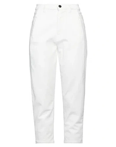 Eleventy Woman Pants White Size 10 Cotton, Elastane