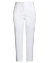 Eleventy Woman Pants White Size 10 Cotton, Lycra, Elastane