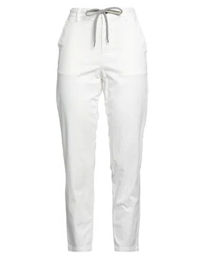 Eleventy Woman Pants White Size 8 Cotton, Elastane
