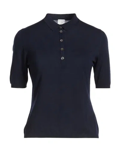 Eleventy Woman Polo Shirt Navy Size S Wool In Blue