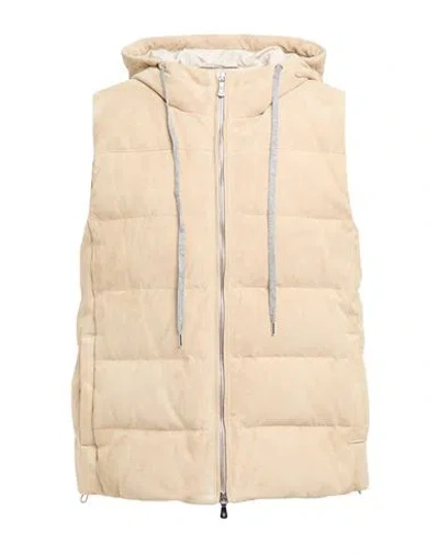Eleventy Woman Puffer Beige Size 4 Lambskin In Neutral