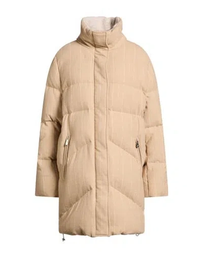 Eleventy Woman Puffer Beige Size S Wool, Elastane In Sand