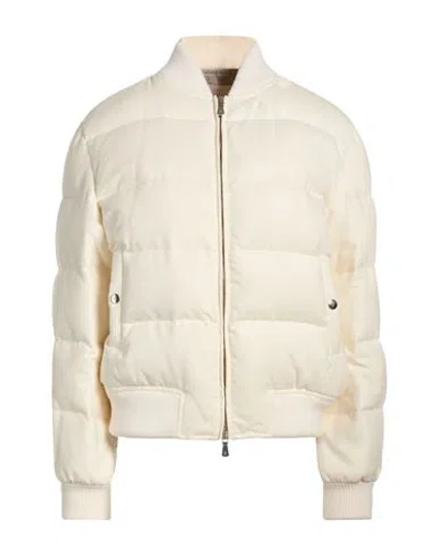Eleventy Woman Puffer White Size 10 Silk, Cashmere, Wool In Neutral