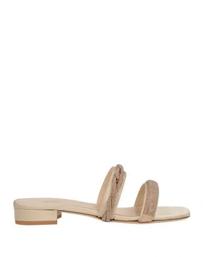 Eleventy Woman Sandals Beige Size 9 Textile Fibers In Neutral