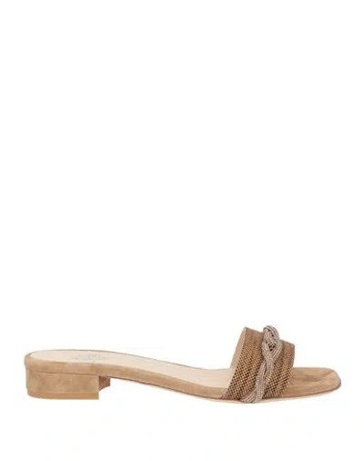 Eleventy Woman Sandals Light Brown Size 9 Textile Fibers