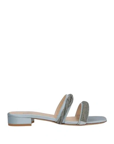 Eleventy Woman Sandals Sky Blue Size 9 Textile Fibers
