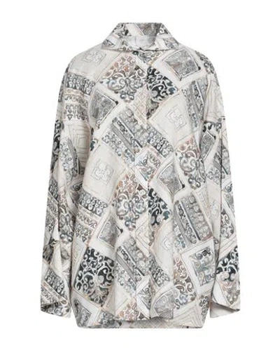 Eleventy Woman Shirt Ivory Size 10 Linen In Multi