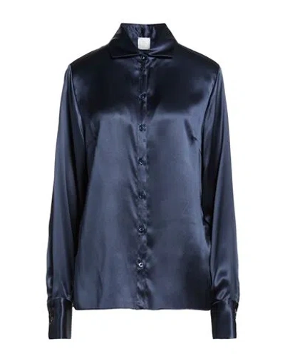 Eleventy Woman Shirt Midnight Blue Size 8 Silk