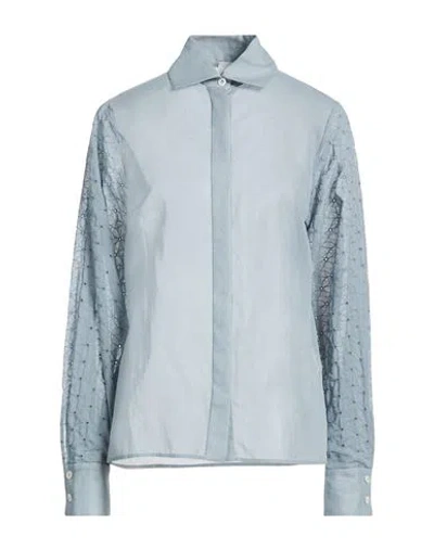 Eleventy Woman Shirt Slate Blue Size 2 Cotton