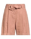 Eleventy Woman Shorts & Bermuda Shorts Antique Rose Size 2 Linen In Brown
