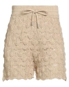 Eleventy Woman Shorts & Bermuda Shorts Beige Size S Cotton, Metallic Fiber, Polyamide