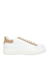 Eleventy White Leather Low Top Sneakers In White