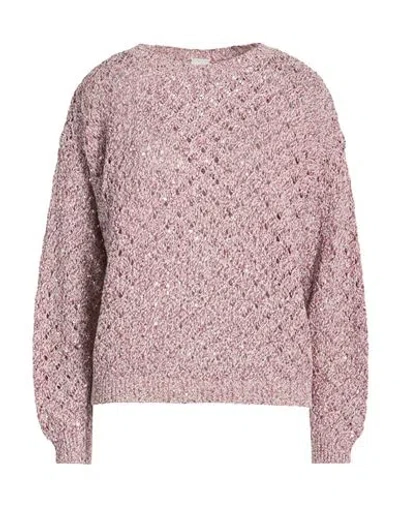 Eleventy Woman Sweater Antique Rose Size L Cotton, Polyamide, Polyester In Pink