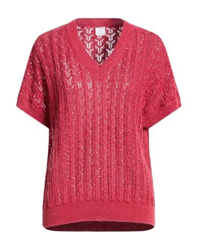 Eleventy Woman Sweater Brick Size L Cotton, Linen, Polyester In Pink