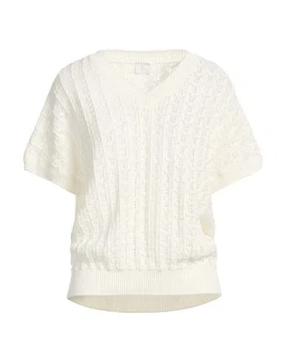Eleventy Woman Sweater Ivory Size L Cotton, Linen, Polyester In White