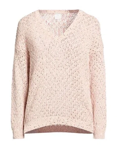 Eleventy Woman Sweater Light Pink Size L Cotton, Polyamide, Polyester