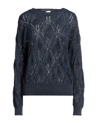 Eleventy Woman Sweater Navy Size Xxl Cotton, Linen, Polyester In Blue