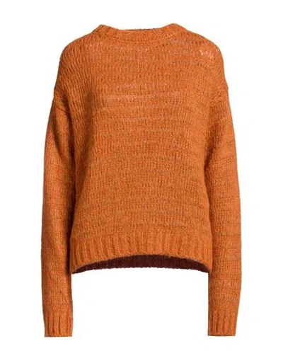 Eleventy Woman Sweater Orange Size L Viscose, Alpaca Wool, Wool, Polyester In Multi
