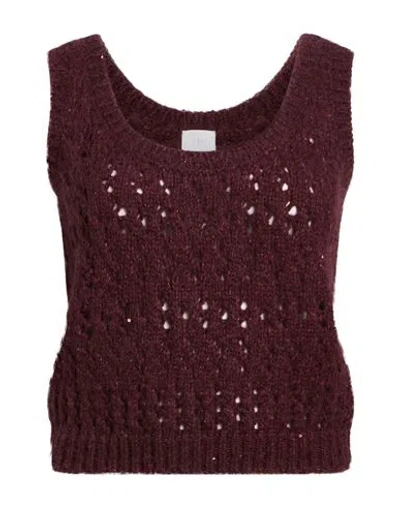 Eleventy Woman Sweater Plum Size M Alpaca Wool, Wool, Polyamide, Polyester In Burgundy