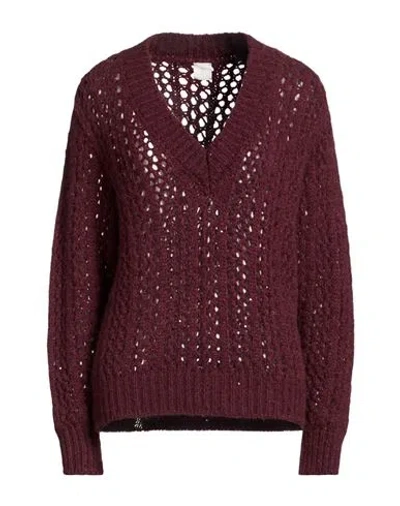 Eleventy Woman Sweater Plum Size S Alpaca Wool, Wool, Polyamide, Polyester In Burgundy