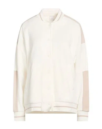 Eleventy Woman Sweatshirt Cream Size M Cotton, Polyamide In White