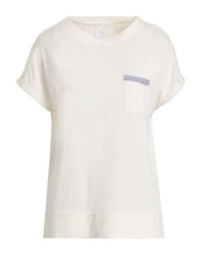 Eleventy Woman T-shirt White Size Xl Lyocell, Elastane In Metallic