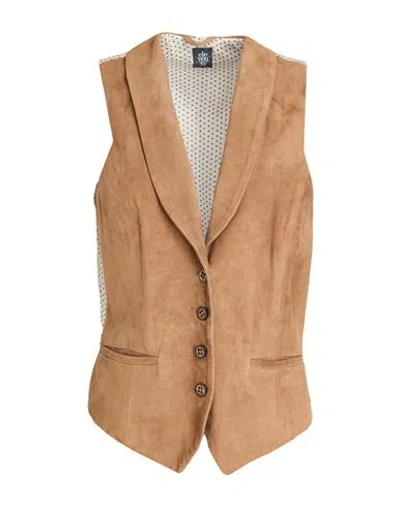Eleventy Woman Tailored Vest Camel Size 4 Goat Skin In Brown
