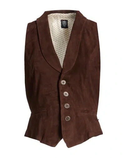 Eleventy Woman Tailored Vest Dark Brown Size 4 Goat Skin