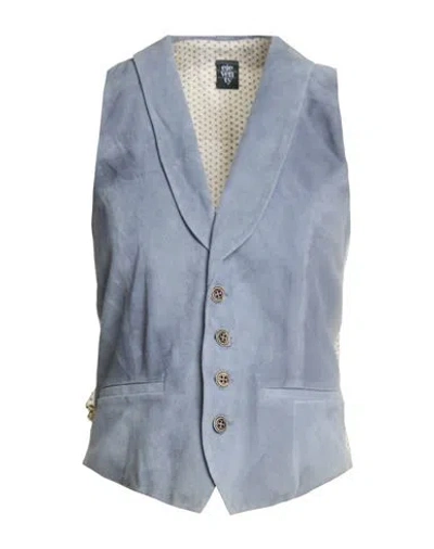 Eleventy Woman Tailored Vest Slate Blue Size 4 Goat Skin