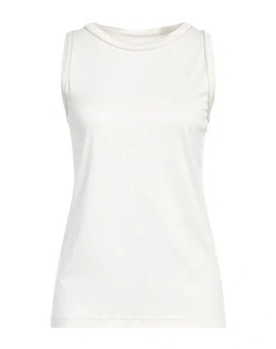 Eleventy Woman Tank Top Ivory Size M Lyocell, Cotton In White