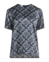 Eleventy Woman Top Blue Size 2 Silk In Multi