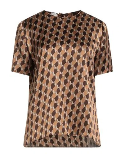 Eleventy Woman Top Camel Size 2 Silk In Brown