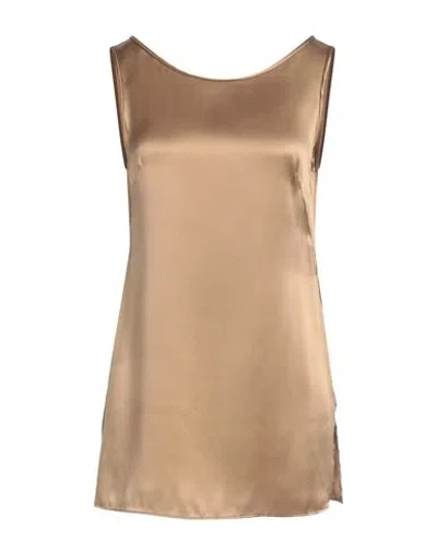 Eleventy Woman Top Camel Size 6 Silk In Beige