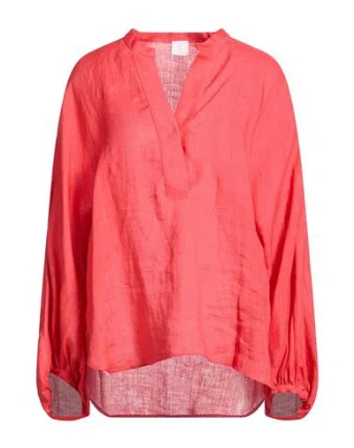 Eleventy Woman Top Coral Size 4 Linen In Red