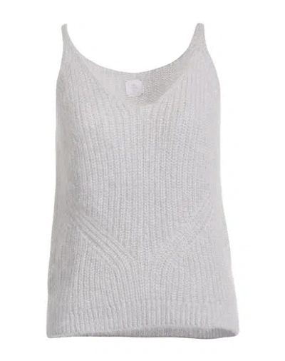 Eleventy Woman Top Light Grey Size L Mohair Wool, Silk In Gray