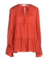 Eleventy Woman Top Rust Size 8 Silk In Red