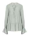 Eleventy Woman Top Sage Green Size 4 Acetate, Silk