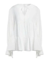 Eleventy Woman Top White Size 2 Acetate, Silk In White