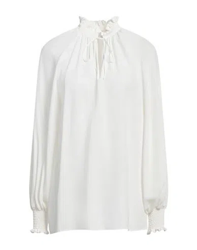 Eleventy Woman Top White Size 4 Acetate, Silk