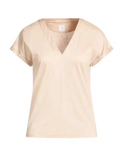 Eleventy Woman T-shirt Beige Size S Lyocell, Cotton In Metallic