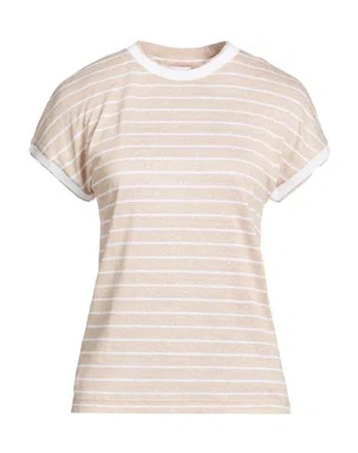 Eleventy Woman T-shirt Camel Size S Linen, Cotton In Animal Print