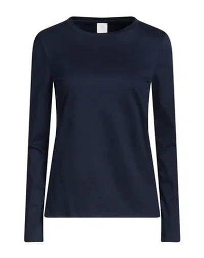 Eleventy Woman T-shirt Navy Size S Lyocell, Cotton In Blue