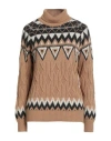 Eleventy Woman Turtleneck Camel Size S Wool, Viscose, Cashmere, Polyamide In Brown