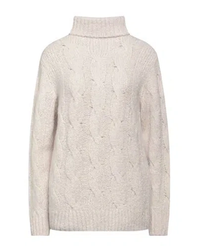 Eleventy Woman Turtleneck Taupe Size M Cashmere, Alpaca Wool, Silk In Grey