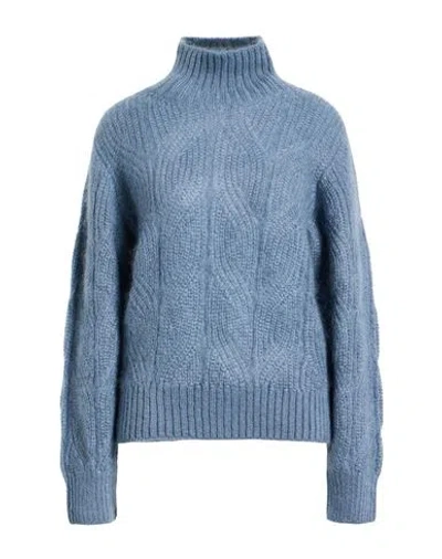 Eleventy Woman Turtleneck Light Blue Size L Mohair Wool, Silk
