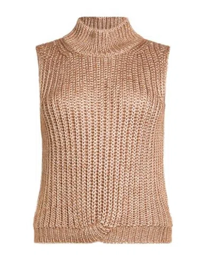 Eleventy Woman Turtleneck Light Brown Size S Silk, Mohair Wool In Neutral