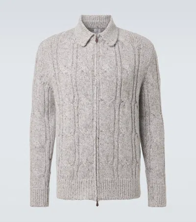 Eleventy Wool, Alpaca And Silk-blend Zip-up Cardigan In Gray